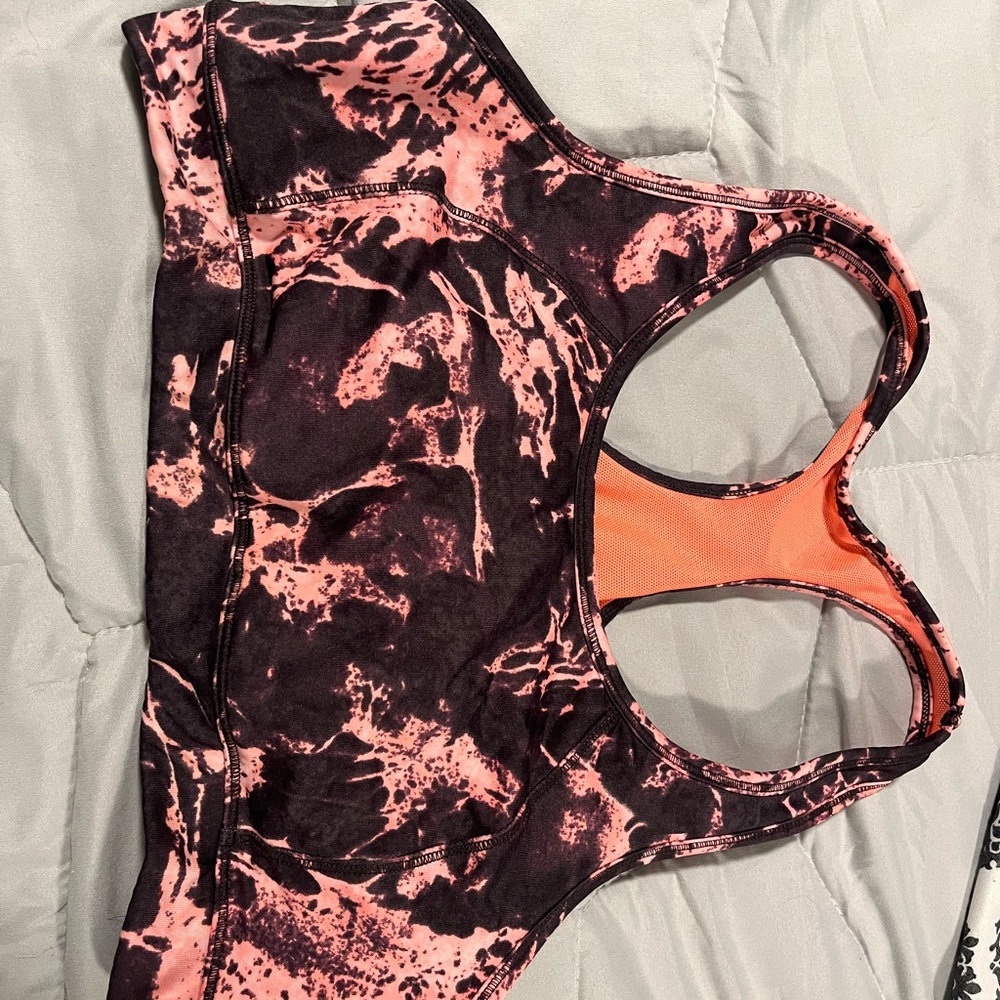 Women's Pink and Black Sports Bra